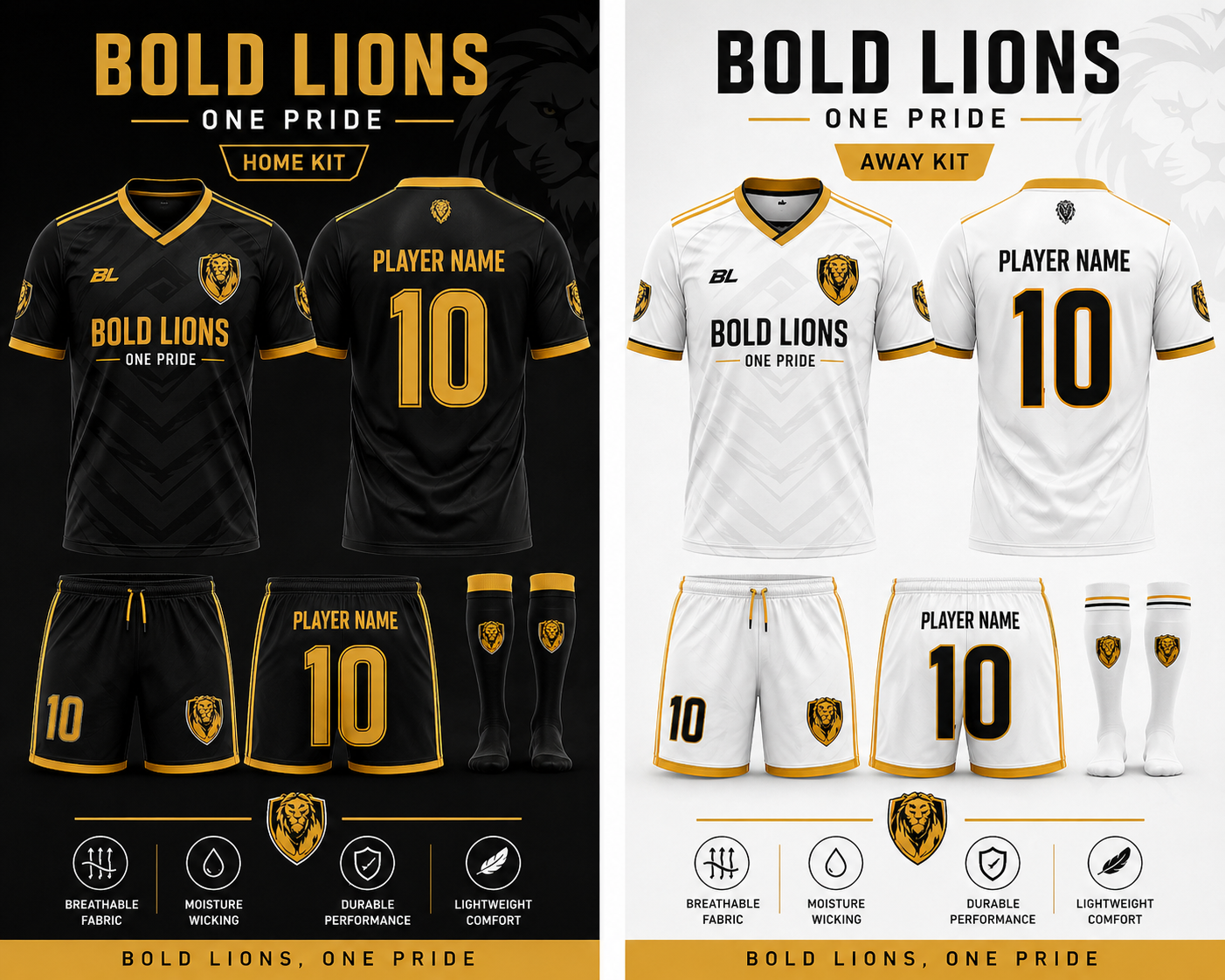 EBM International Sports Academy home and away kits