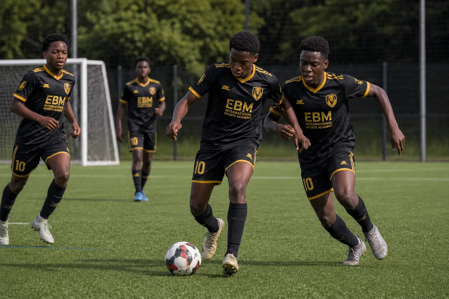 Soccer players on the pitch